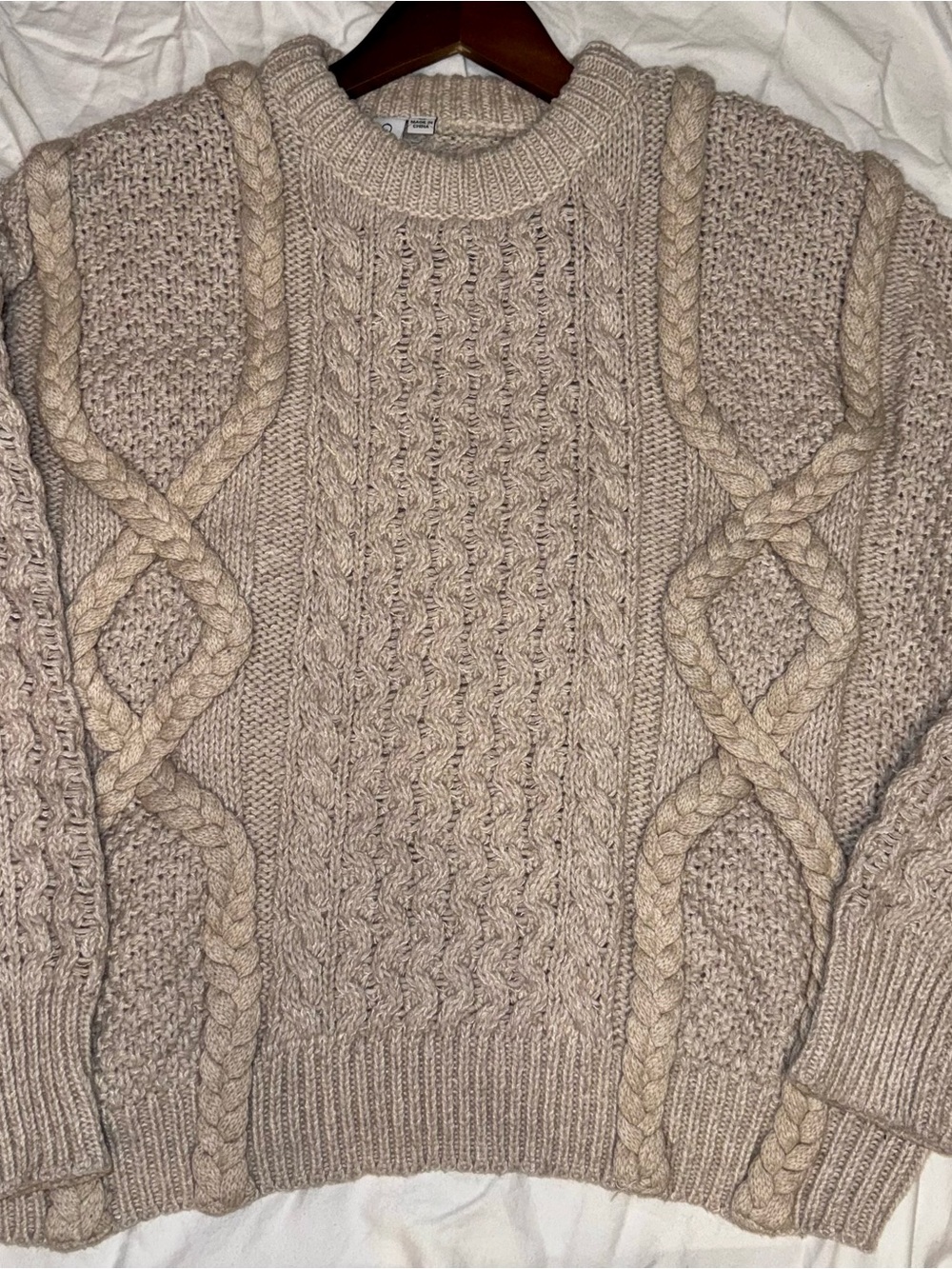 Grace + Karma Cream Oatmeal Chunky Cable Knit Sweater Size S